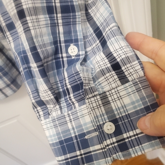 Black Brown 1826 Navy Plaid Button Front Long Sleeve Shirt 100% cotton, Size XL - Picture 3 of 6